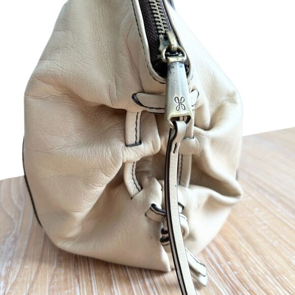 Hobo Flourish Leather Shoulder Bag in Cream - Picture 3 of 8